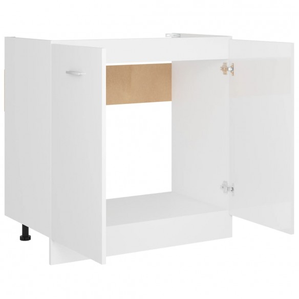 Armoire de plancher évier Blanc brillant 80x46x81,5cm Aggloméré