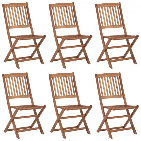 Chaises pliables de jardin 6 pcs avec coussins Bois d'acacia