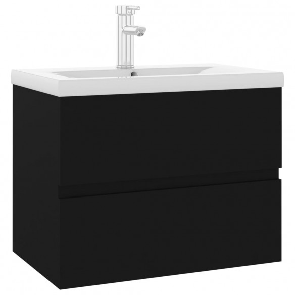 Armoire d'évier avec lavabo intégré Noir Aggloméré