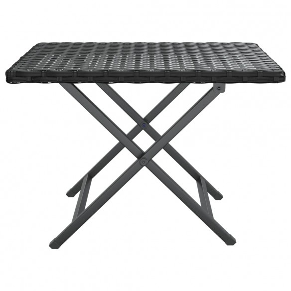 Table pliable noir 45x35x32 cm résine tressée
