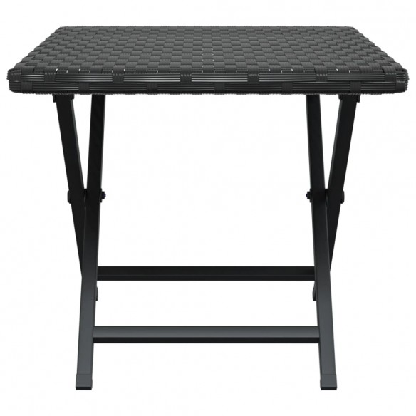 Table pliable noir 45x35x32 cm résine tressée