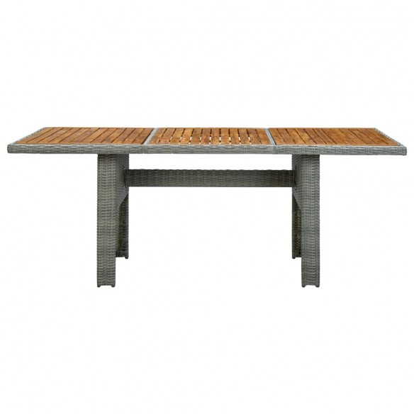 Table de jardin Gris clair Résine tressée et bois d'acacia