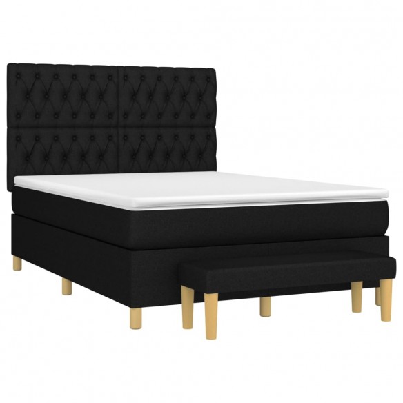 Cadre de lit avec matelas Noir 140x190 cm Tissu