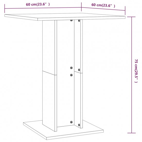 Table de bistro Chêne fumé 60x60x75 cm Bois d'ingénierie