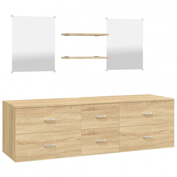 Ensemble de meubles salle de bain 5 pcs chêne bois d'ingénierie