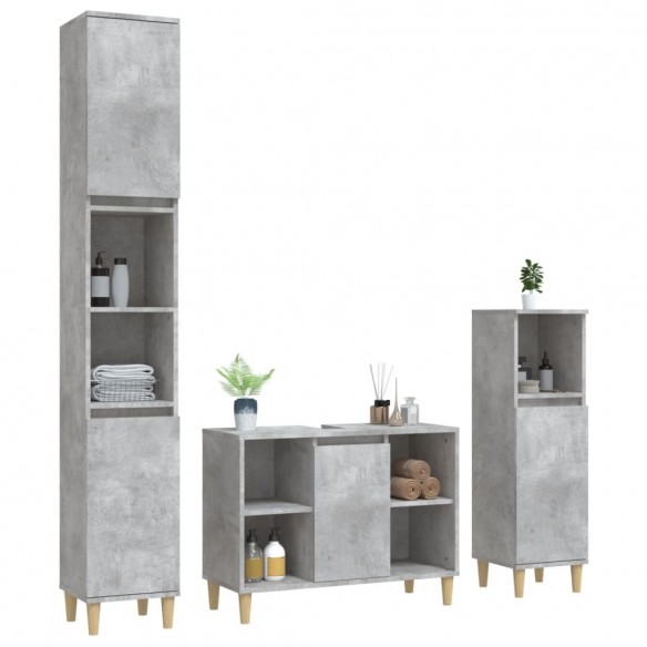 Ensemble de meubles de salle de bain 3 pcs gris béton