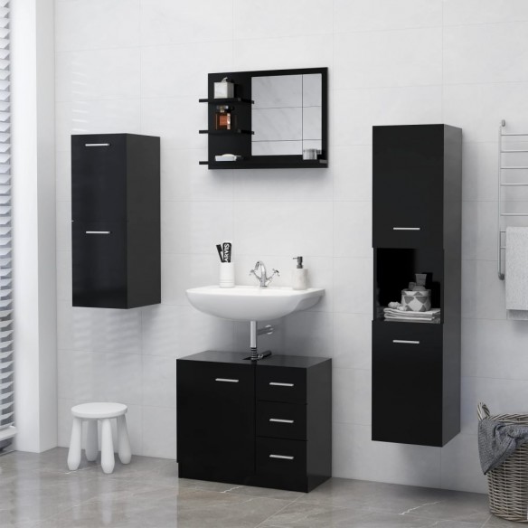 Miroir de salle de bain Noir 60x10,5x45 cm Aggloméré