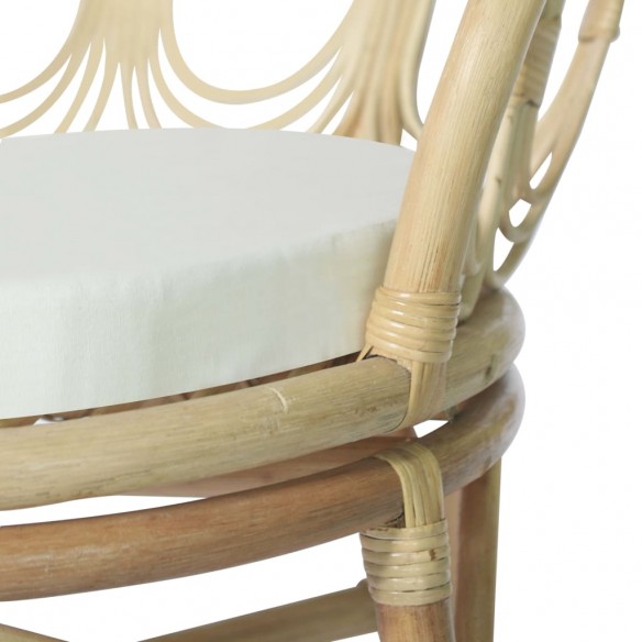 Chaise de salle à manger avec coussin Rotin naturel et lin