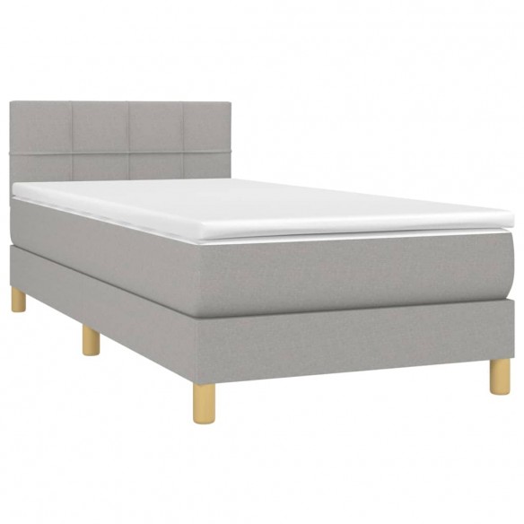 Cadre de lit avec matelas et LED Gris clair 90x200cm