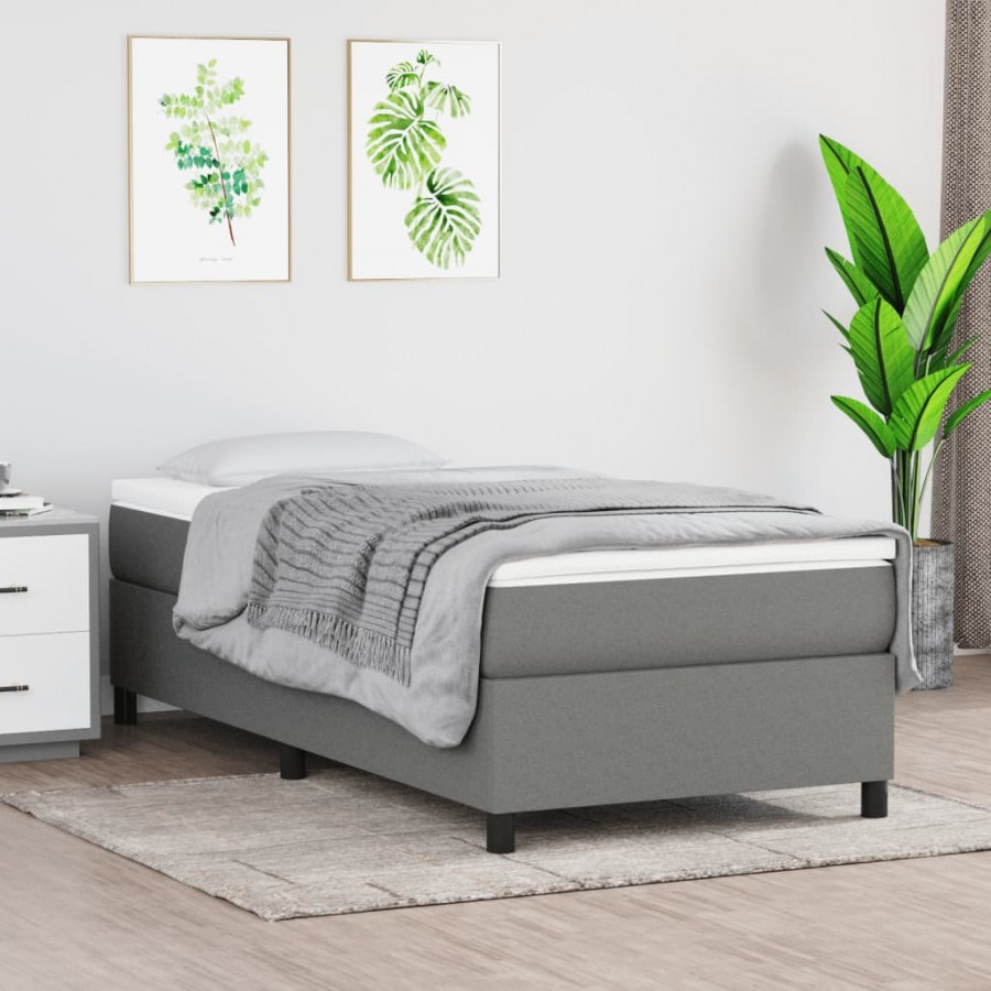 Sommier à lattes de lit avec matelas Gris foncé 100x200cm Tissu