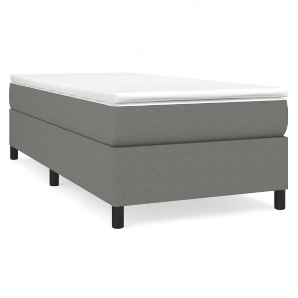 Sommier à lattes de lit avec matelas Gris foncé 100x200cm Tissu