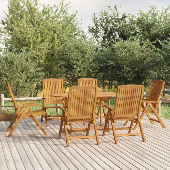 Chaises de jardin inclinables 6 pcs bois massif de teck