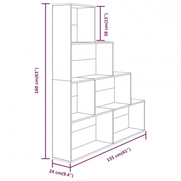 Armoire à livres Chêne fumé 155x24x160 cm