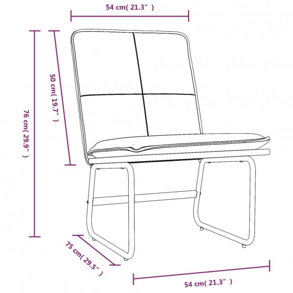 Chaise longue Rouge bordeaux 54x75x76 cm Similicuir