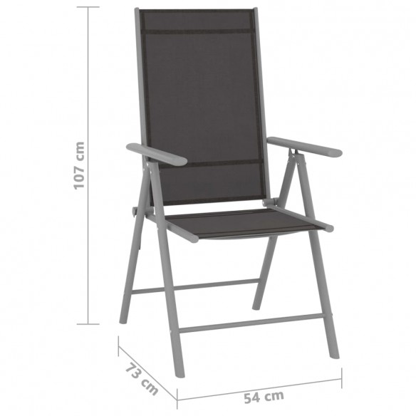 Chaises de jardin pliables 6 pcs Textilène Noir