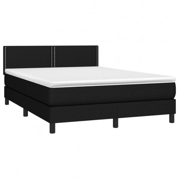 Sommier à lattes de lit avec matelas LED Noir 140x190 cm Tissu