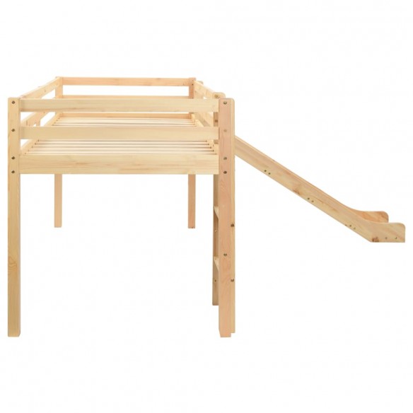 Lit mezzanine d'enfants toboggan et échelle bois pin 97x208 cm