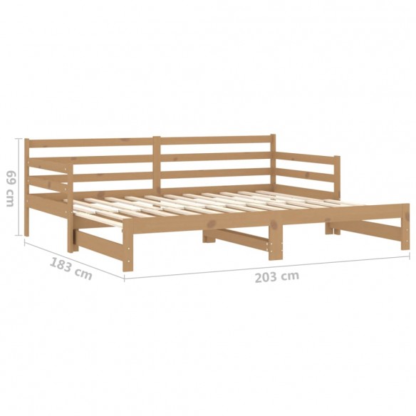 Lit coulissant 2x(90x200) cm Marron miel Bois de pin massif