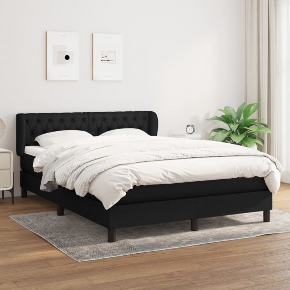 Sommier à lattes de lit avec matelas Noir 140x190 cm Tissu