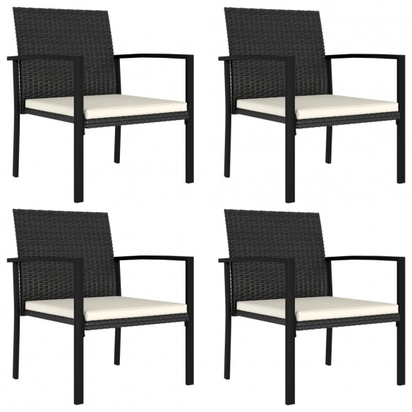 Chaises de salle à manger de jardin 4 pcs Résine tressée Noir