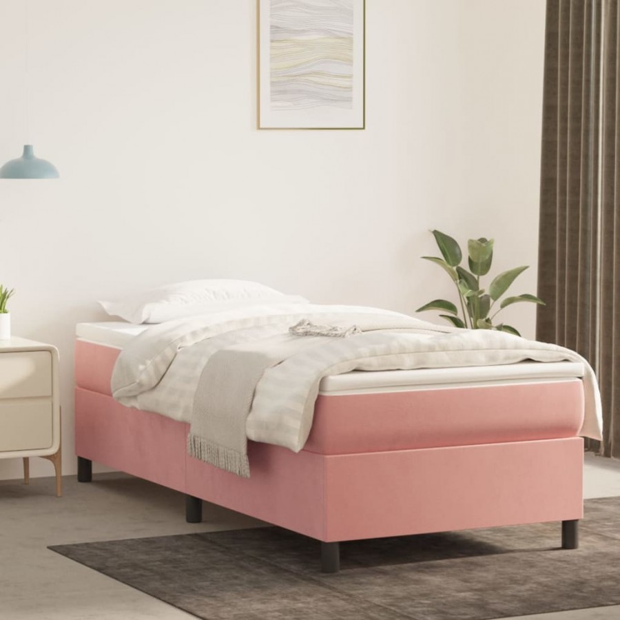 Sommier à lattes de lit avec matelas Rose 90x200 cm Velours