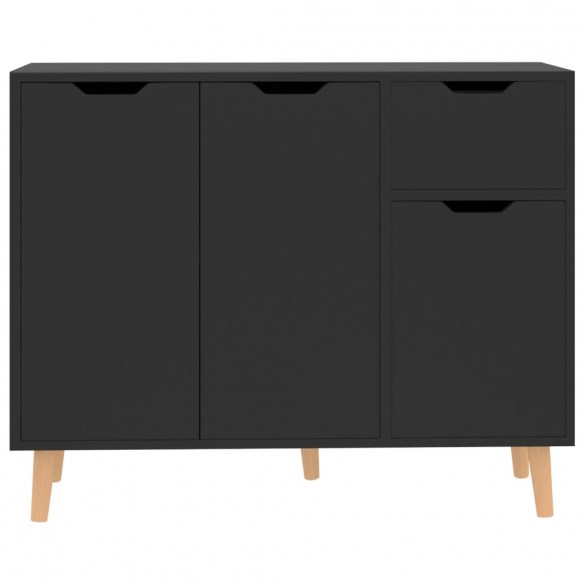 Buffet noir brillant 90x30x72 cm bois d'ingénierie