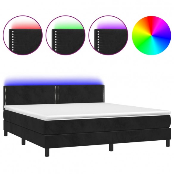 Cadre de lit avec matelas LED Noir 180x200 cm