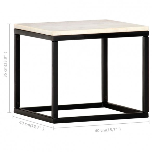Table basse Blanc 40x40x35 cm Pierre véritable texture marbre