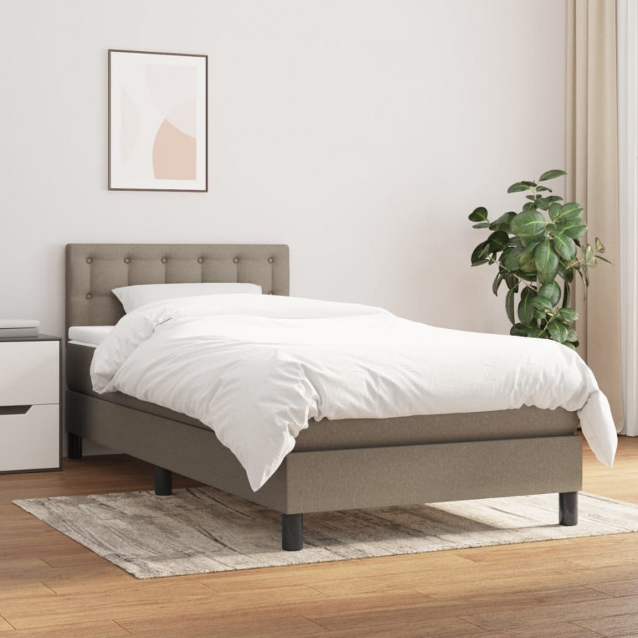 Sommier à lattes de lit avec matelas Taupe 100x200 cm Tissu