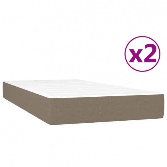 Cadre de lit avec matelas Taupe 200x200 cm Tissu