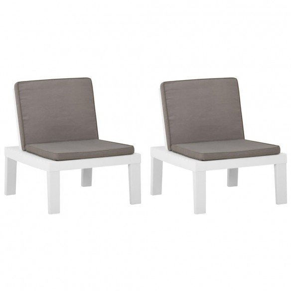 Chaises de salon de jardin avec coussins 2 pcs Plastique Blanc