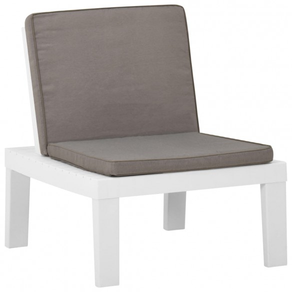 Chaises de salon de jardin avec coussins 2 pcs Plastique Blanc