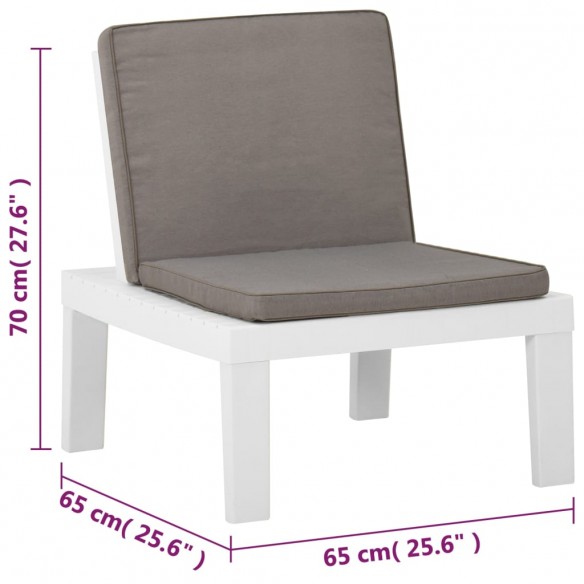 Chaises de salon de jardin avec coussins 2 pcs Plastique Blanc