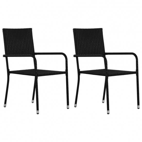 Chaises de salle à manger d'extérieur 2 pcs Résine tressée Noir