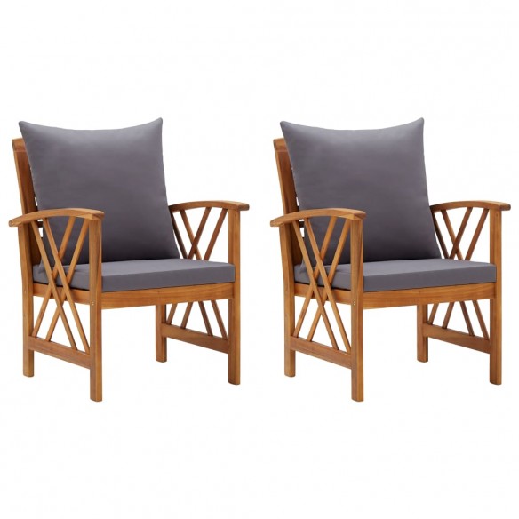 Chaises de jardin avec coussins 2 pcs Bois d'acacia massif