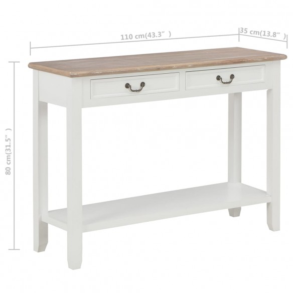 Table console Blanc 110x35x80 cm Bois