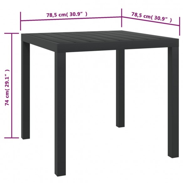 Table de jardin Noir 80 x 80 x 74 cm Aluminium et WPC