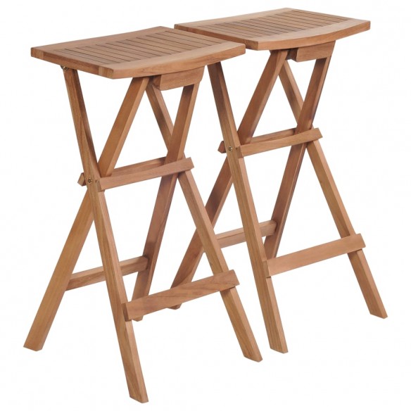 Tabourets de bar pliables 2 pcs Bois de teck massif