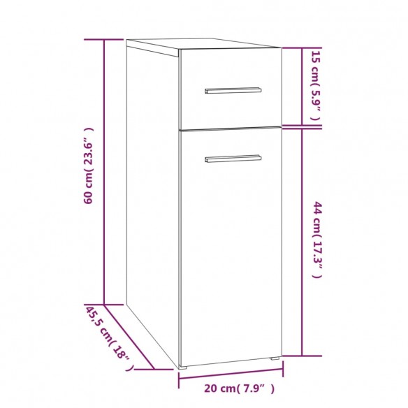 Armoire apothicaire Chêne marron 20x45,5x60cm Bois d'ingénierie