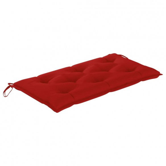 Banc de jardin avec coussin rouge 112 cm Bois de teck massif