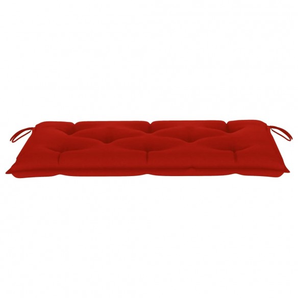 Banc de jardin avec coussin rouge 112 cm Bois de teck massif