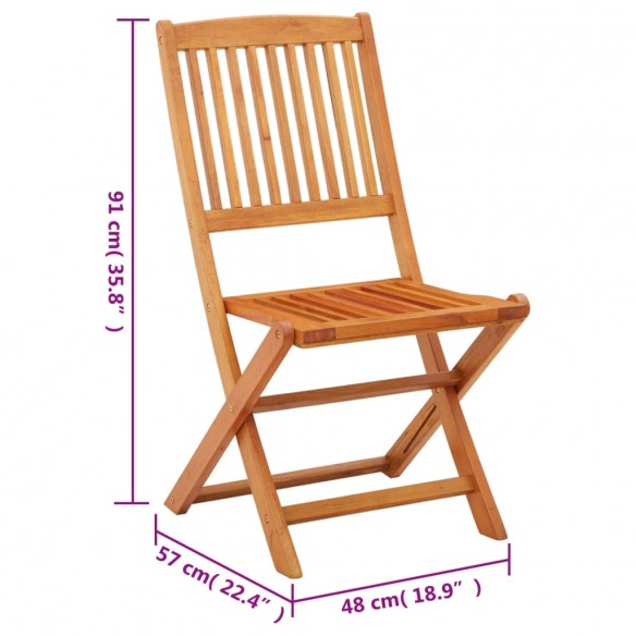 Chaises de jardin pliables 4 pcs Bois d'eucalyptus massif