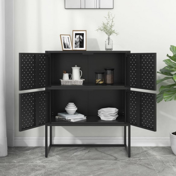 Buffet haut Noir 80x35x100 cm Acier