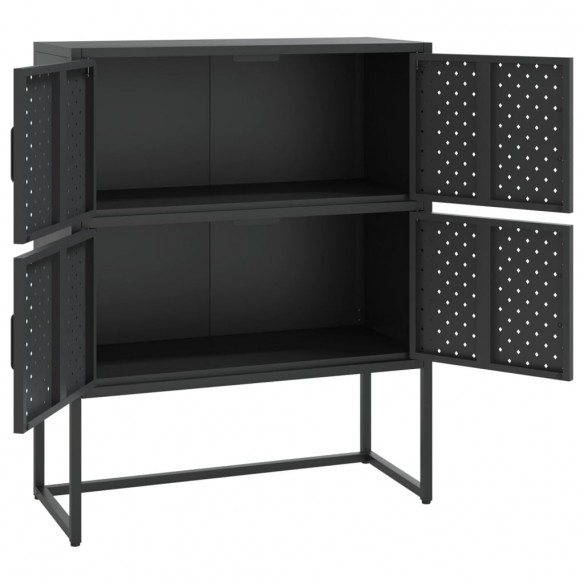 Buffet haut Noir 80x35x100 cm Acier