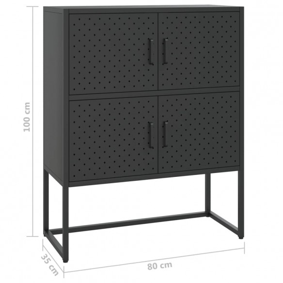 Buffet haut Noir 80x35x100 cm Acier