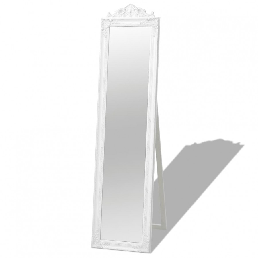 Miroir sur pied Style baroque 160x40 cm Blanc