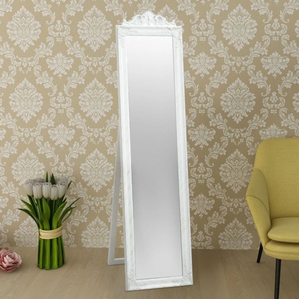 Miroir sur pied Style baroque 160x40 cm Blanc