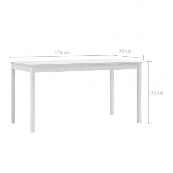Table à manger Blanc 140x70x73 cm Pin