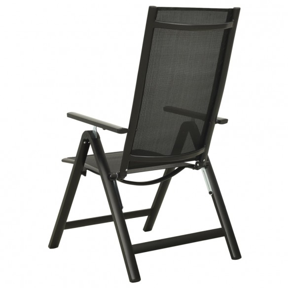 Chaises pliables de jardin 2 pcs Textilène et aluminium Noir