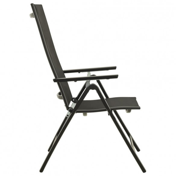 Chaises pliables de jardin 2 pcs Textilène et aluminium Noir